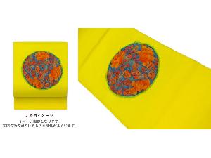 手織り紬花に丸文様織出し名古屋帯